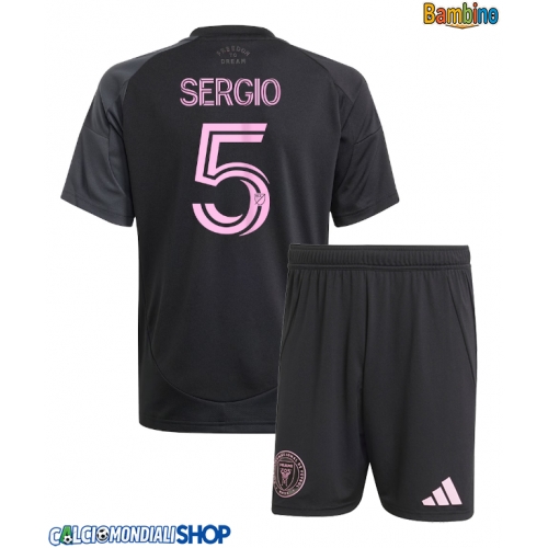 Maglie da calcio Inter Miami Sergio Busquets #5 Seconda Maglia Bambino 2025-26 Manica Corta + Pantaloni corti)